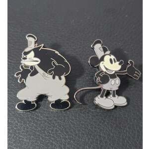 Disney Mickey Mouse Pete Pin Set of 2 Black White Character Trading Pins